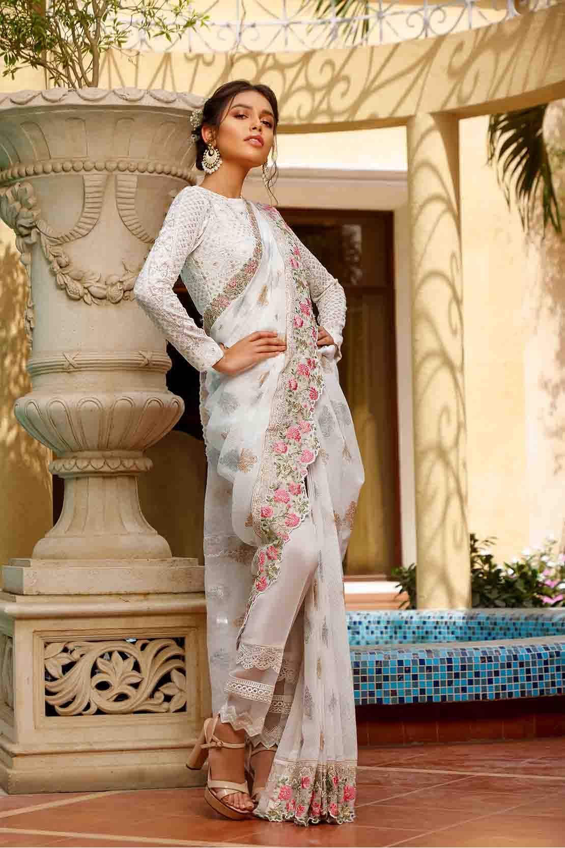 Maria b white clearance saree