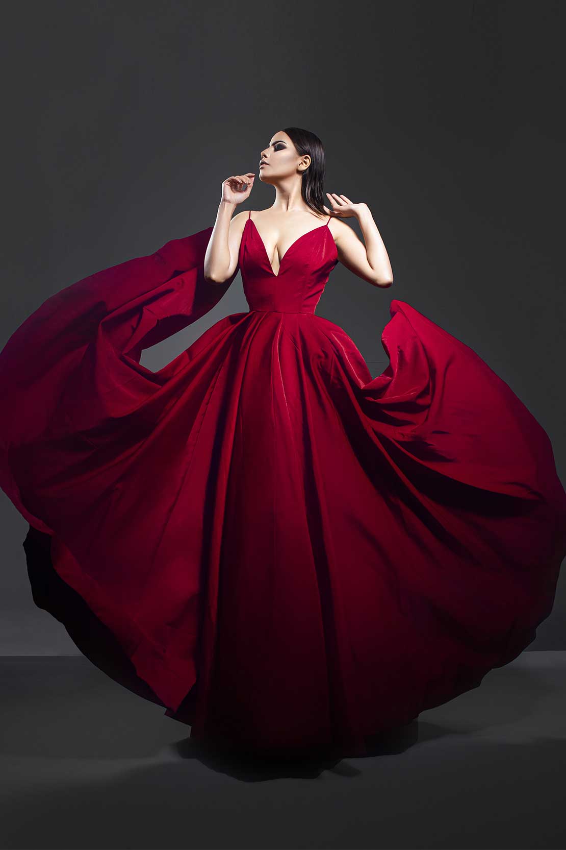 Deep red ball on sale gown