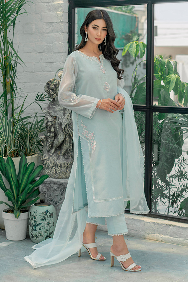 simple sky blue dresses pakistani