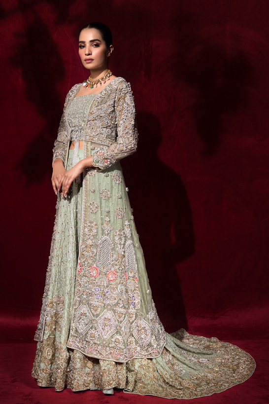 Green and outlet golden bridal dress