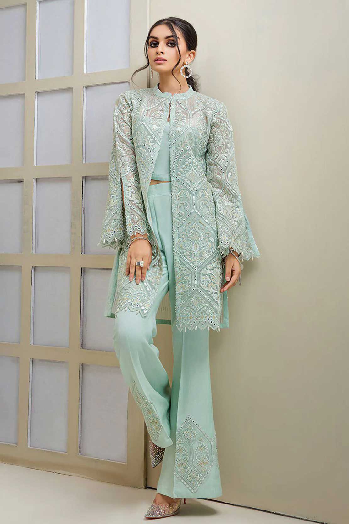 Unstitched Formal Wear FULLY EMBROIDERED MIRROR WORK JACKET 6698 B