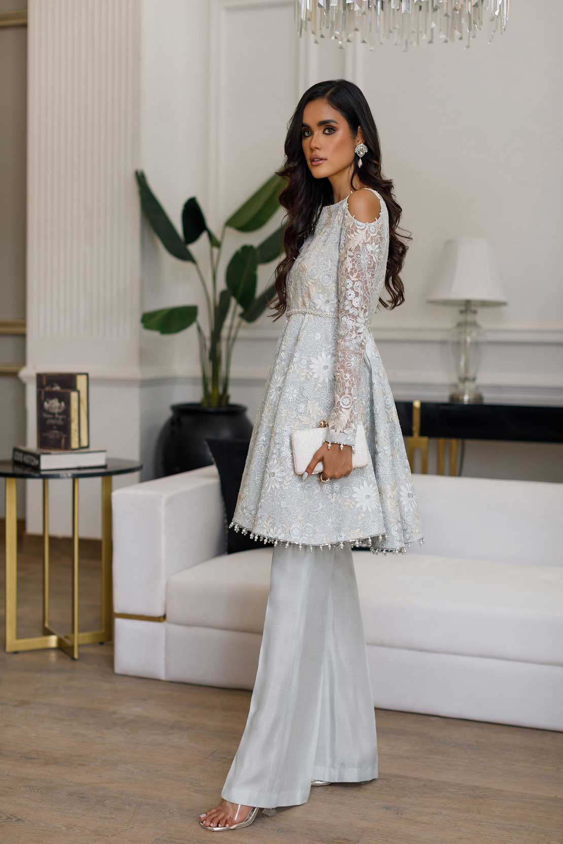 Peplum formal sale dress pakistani