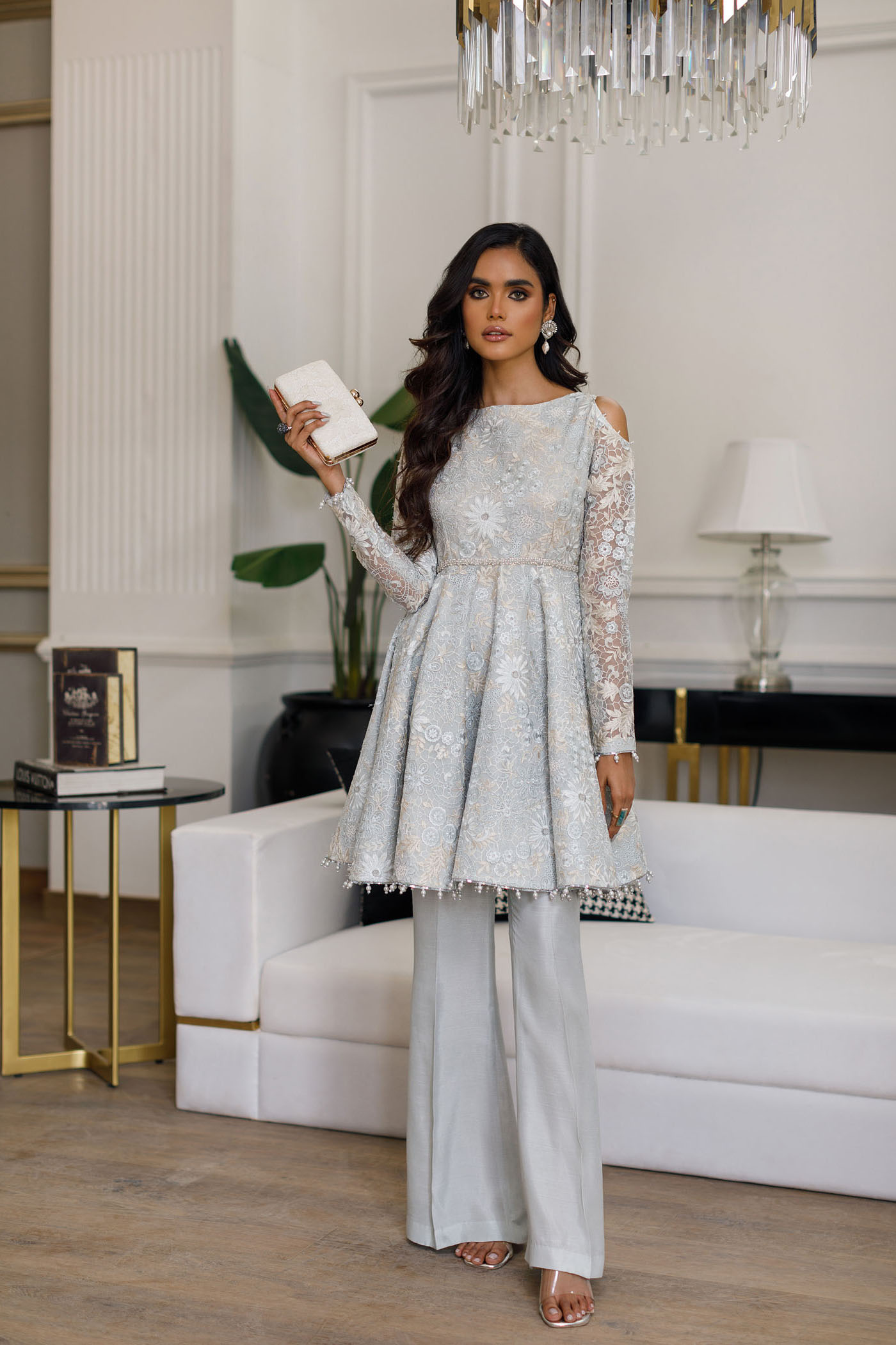 Peplum formal dress outlet pakistani