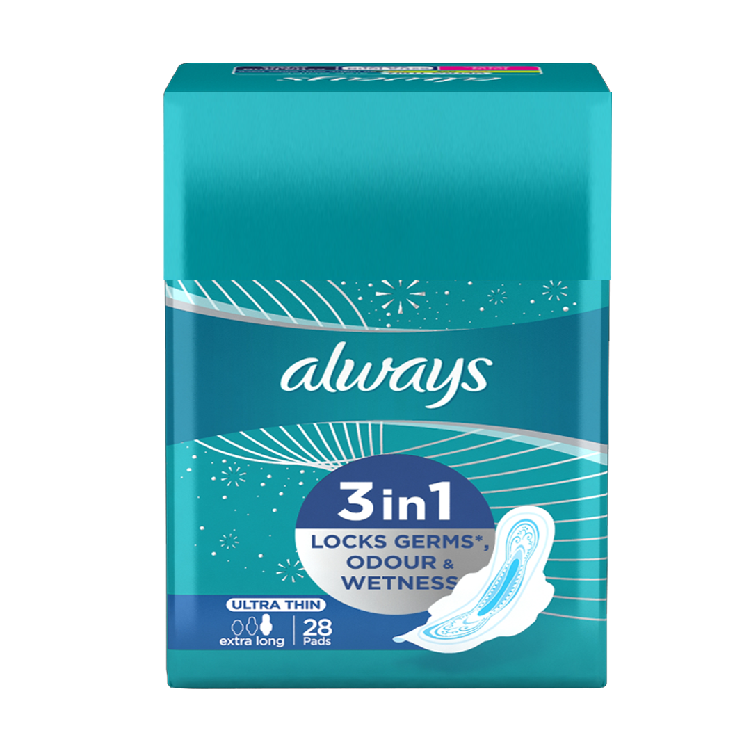 Buy Always 3in1 Ultra Thin (Extra Long) Sanitary Pads, 28 Ct Online