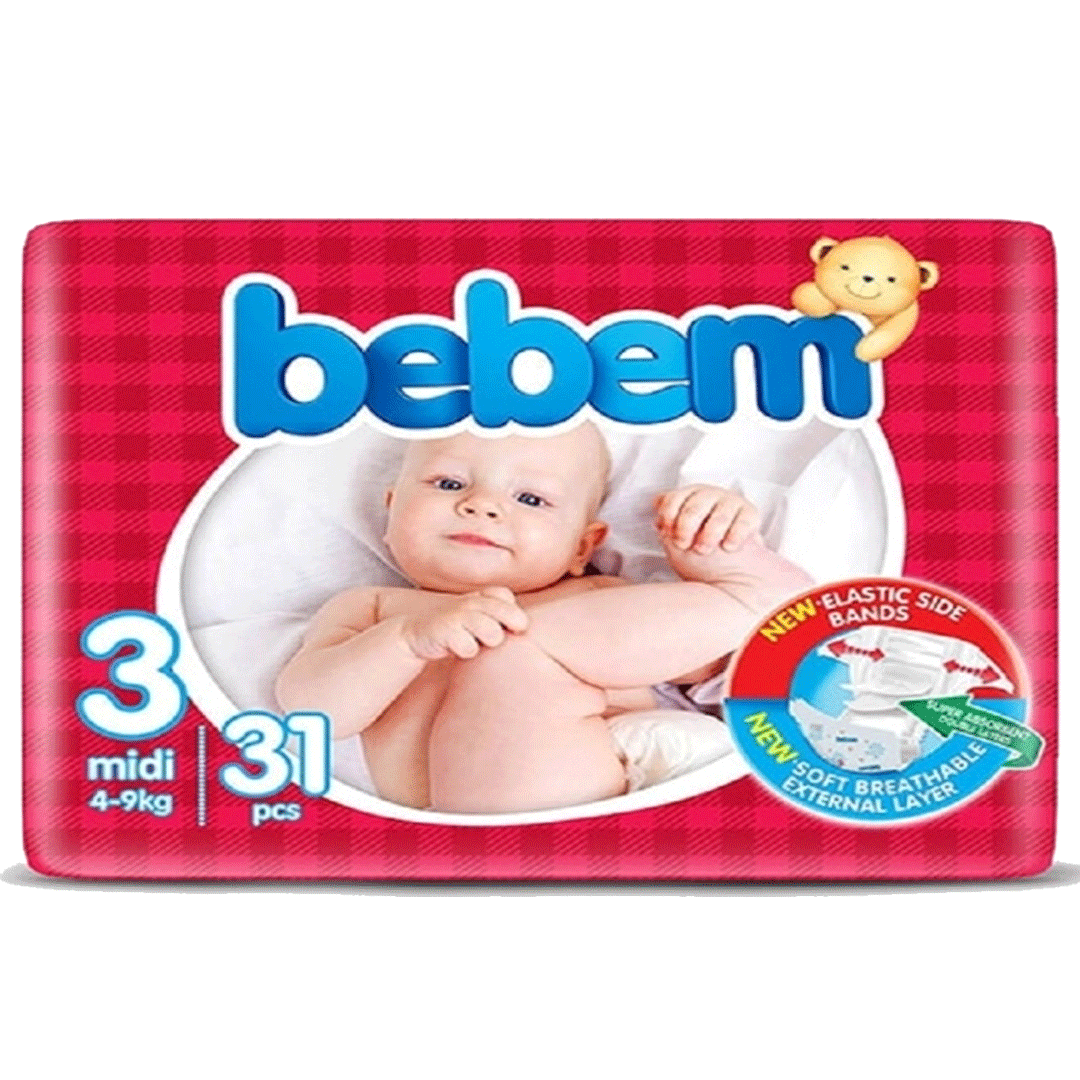 Buy Bebem Baby Diaper Size 3 (Midi), 31 Ct Online in Pakistan My Vitamin Store Baby Diapers