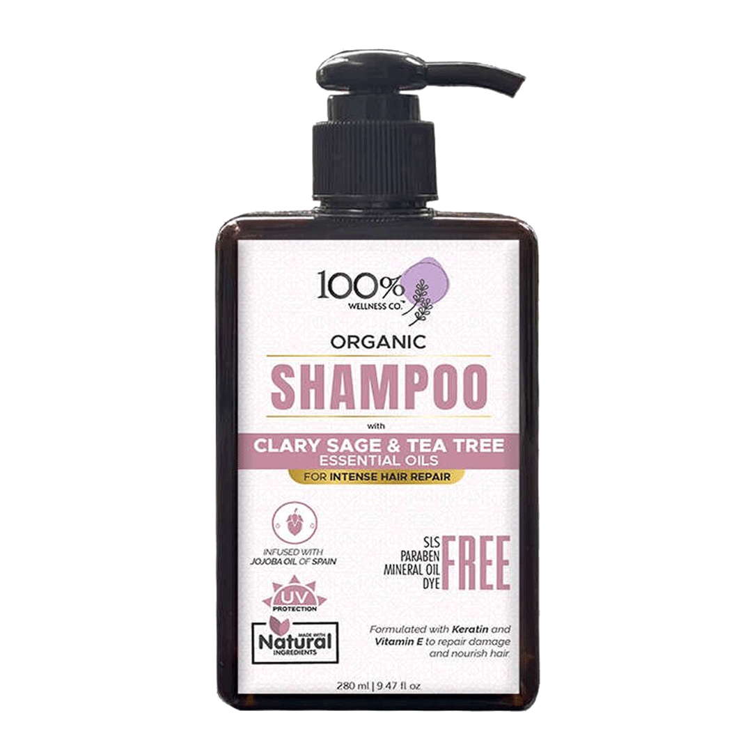 Buy 100 Wellness Co Clary Sage & Tea Tree Shampoo Online in Pakistan
