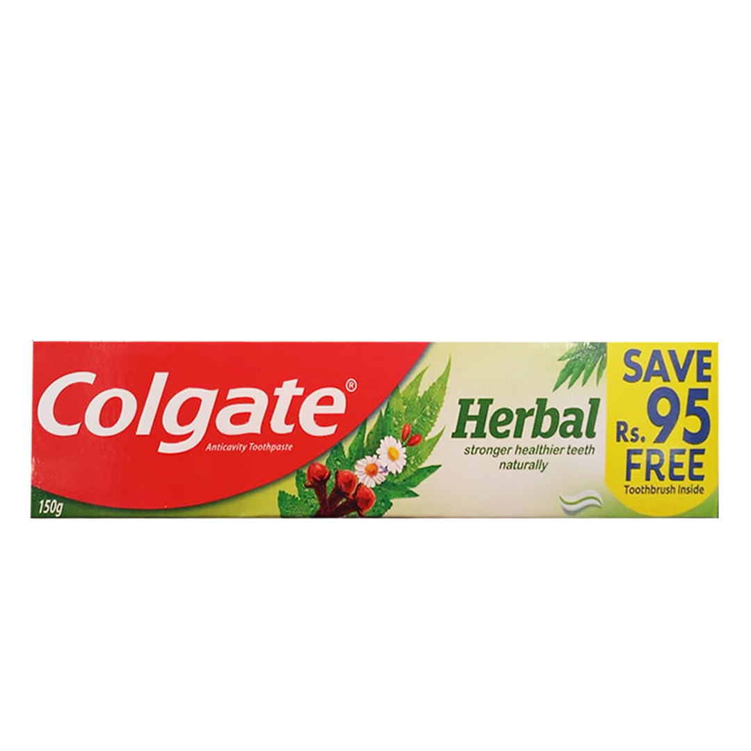 Buy Colgate Herbal Anticavity Toothpaste with Free Toothbruh, 150g