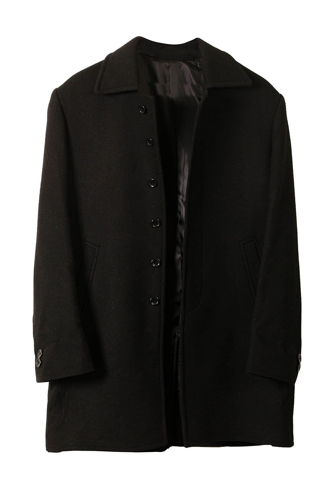 Shirt Collar Black Long Coat