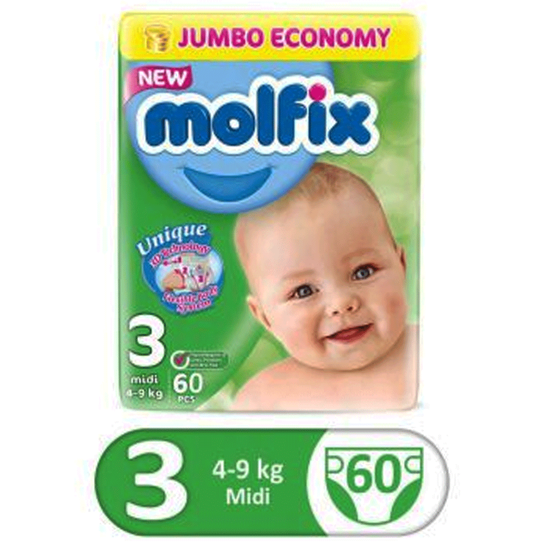 Buy Molfix Diapers Size 3 (Midi), 60 Ct Online in Pakistan My Vitamin