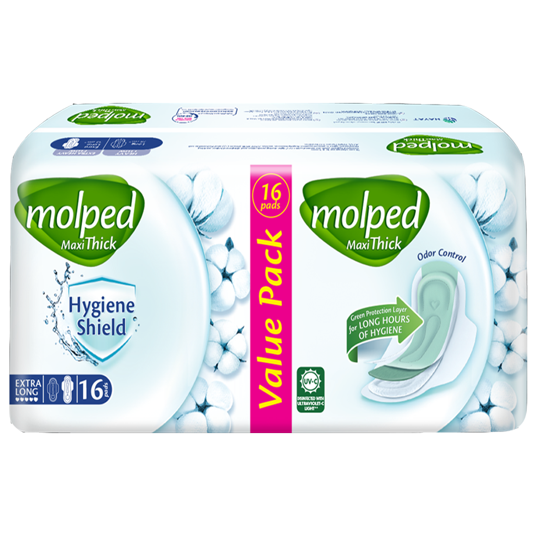 Buy Molped Maxi Thick (Extra Long) Sanitary Pads, 16 Ct Online in