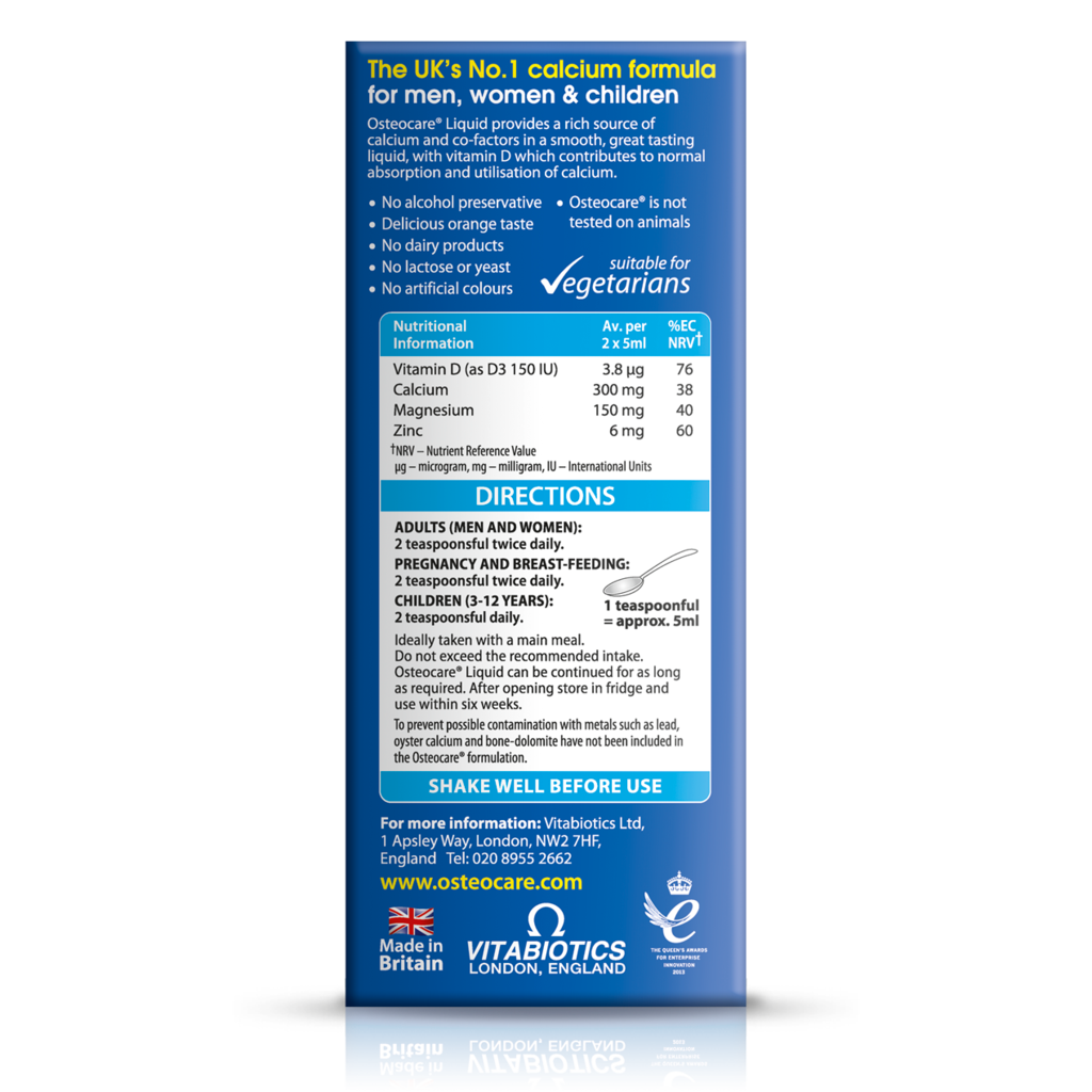 Buy Vitabiotics Osteocare Liquid 0ml Online In Pakistan My Vitamin Store Osteocare For Bones With Calcium Magnesium Vitamin D3 And Zinc