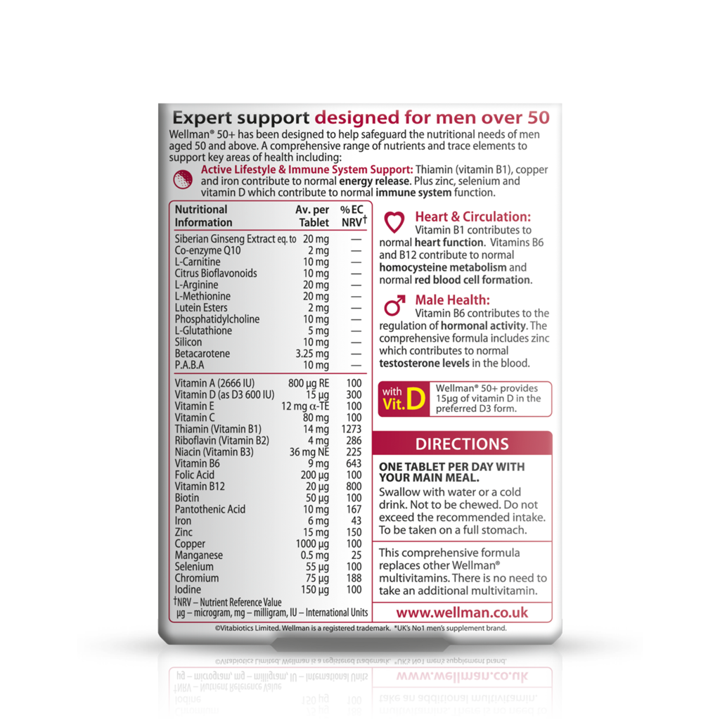 Buy Vitabiotics Wellman 50+ Multivitamin for Men Health Online in