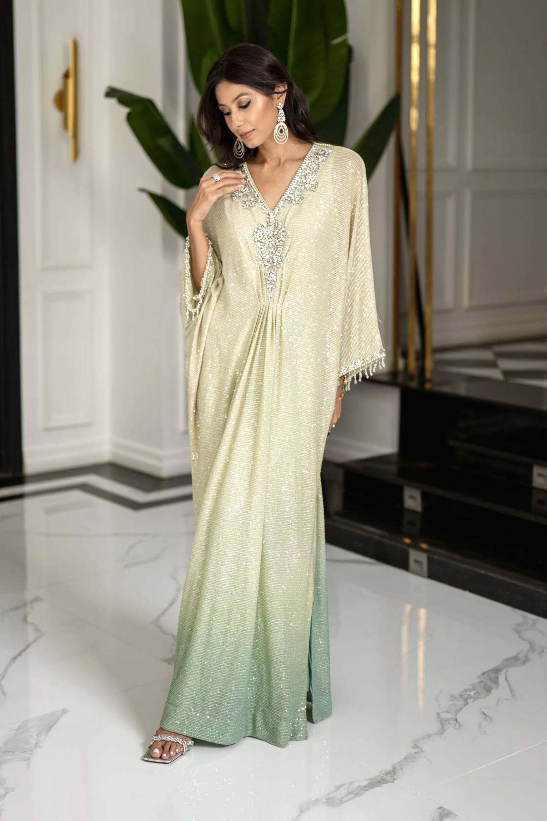 Gold shop kaftan dress