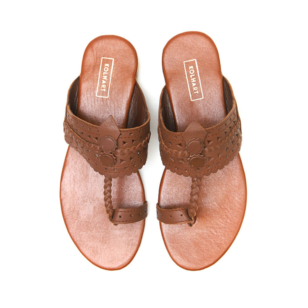 brown kolhapuri chappal