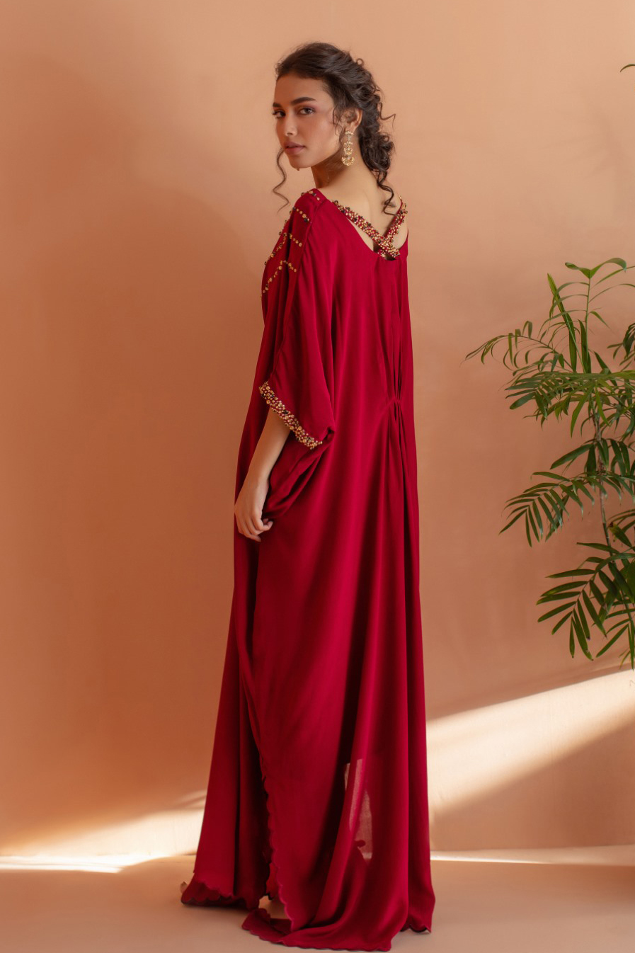 Maroon top kaftan dress